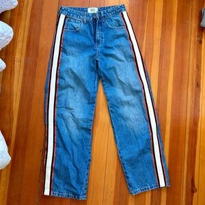 BDG Blue Jeans with Red and White Stripes